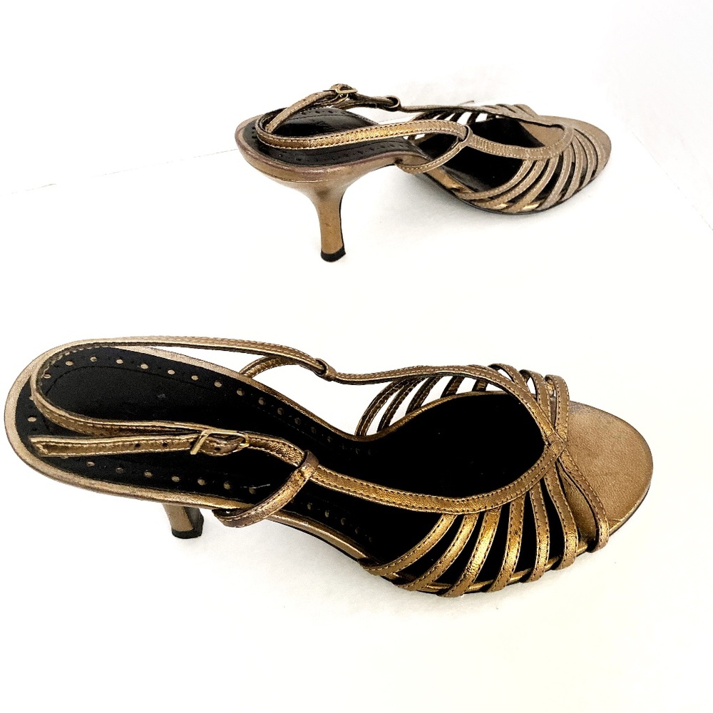 Art Deco style Zara leather heeled sandals